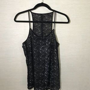 Nanette Lepore Black Lace Racerback Tank Sz 8